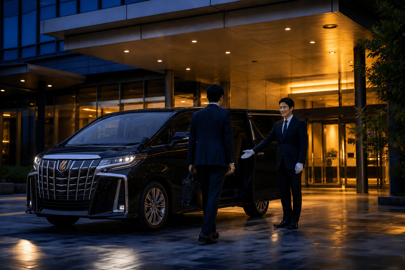 Professional chauffeur greeting a guest
